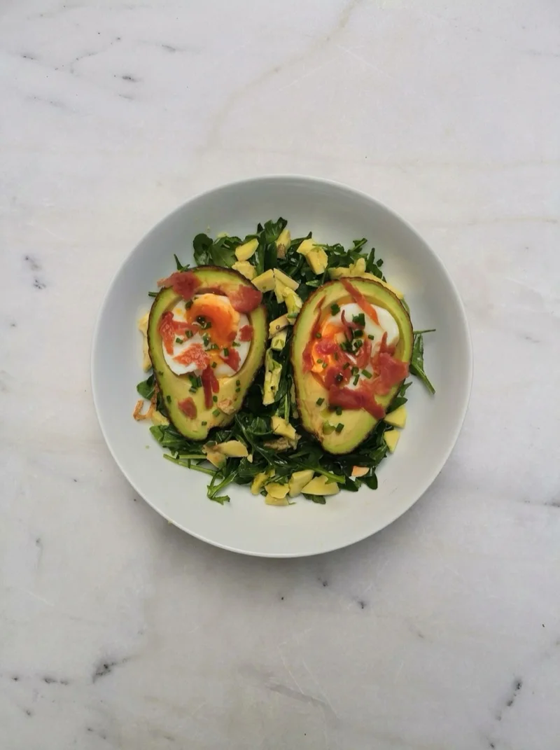 Avocado with Grilled Bacon